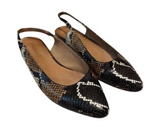 Madewell The Margot Slingback Flat in Snake Embossed Leather Size 7